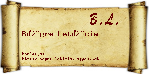 Bögre Letícia névjegykártya